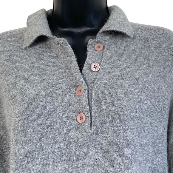 Pierre Cardin Vintage Heather Gray Angora Lambswool Sweater Midi Dress Sz S - Picture 5 of 10